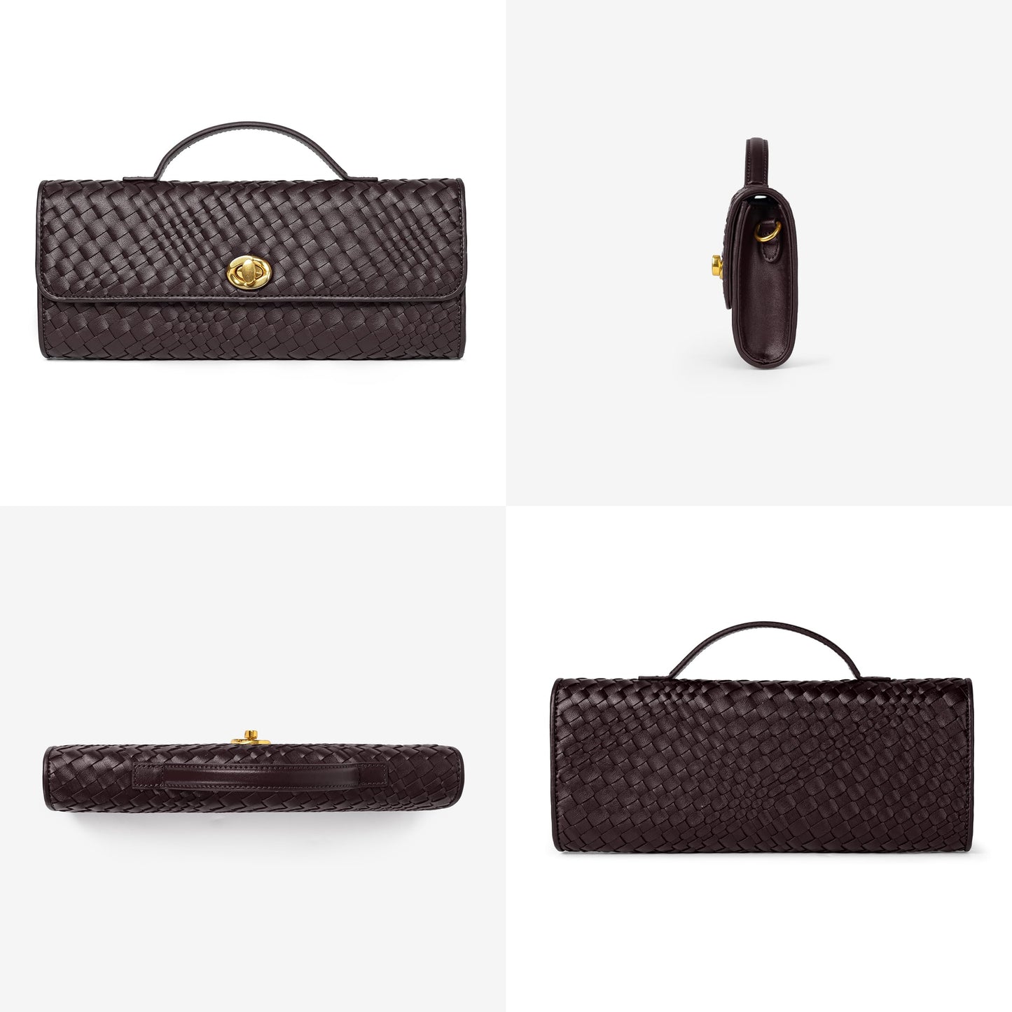 Joryin Woven Purse for Women Evening Clutch Woven Leather & Suede Handbags Crossbody Bag Purse Formal Evening Bag