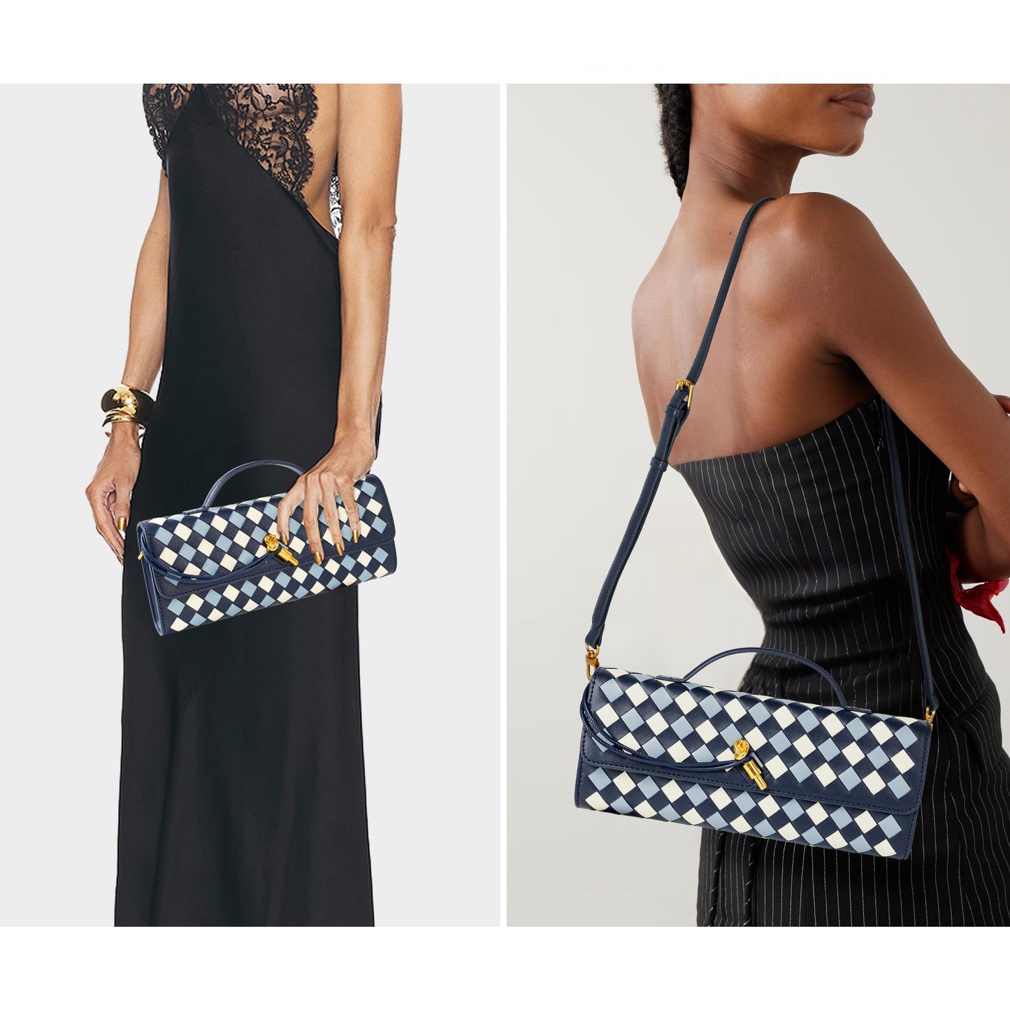 Joryin Woven Purse for Women Evening Clutch Woven Leather Handbags Crossbody Bag Purse Formal Evening Bag, Vegan Leather