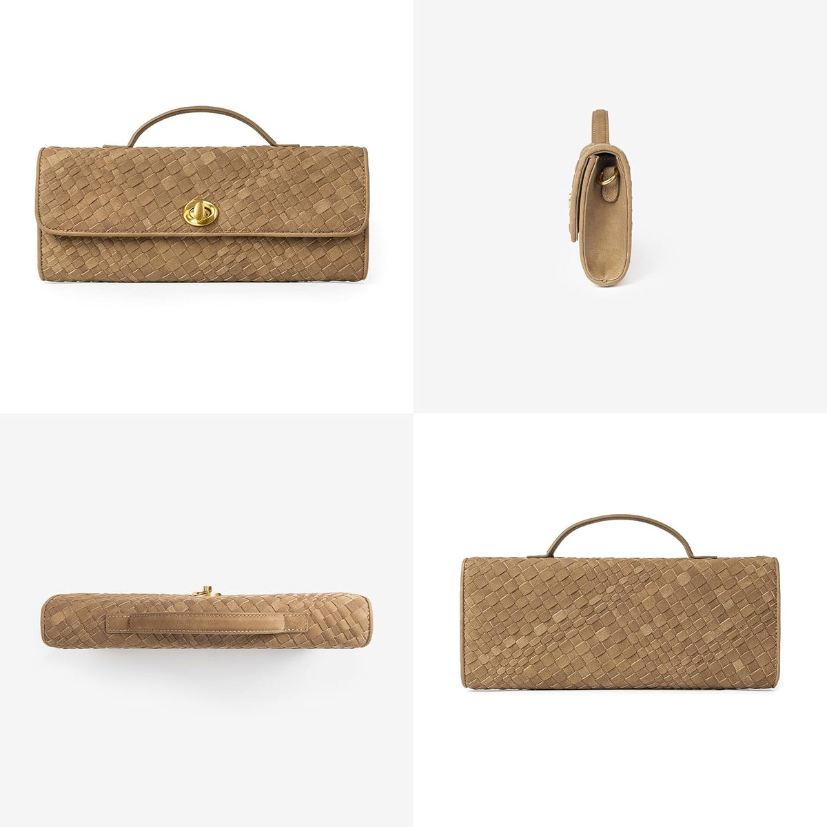 Joryin Woven Purse for Women Evening Clutch Woven Leather & Suede Handbags Crossbody Bag Purse Formal Evening Bag
