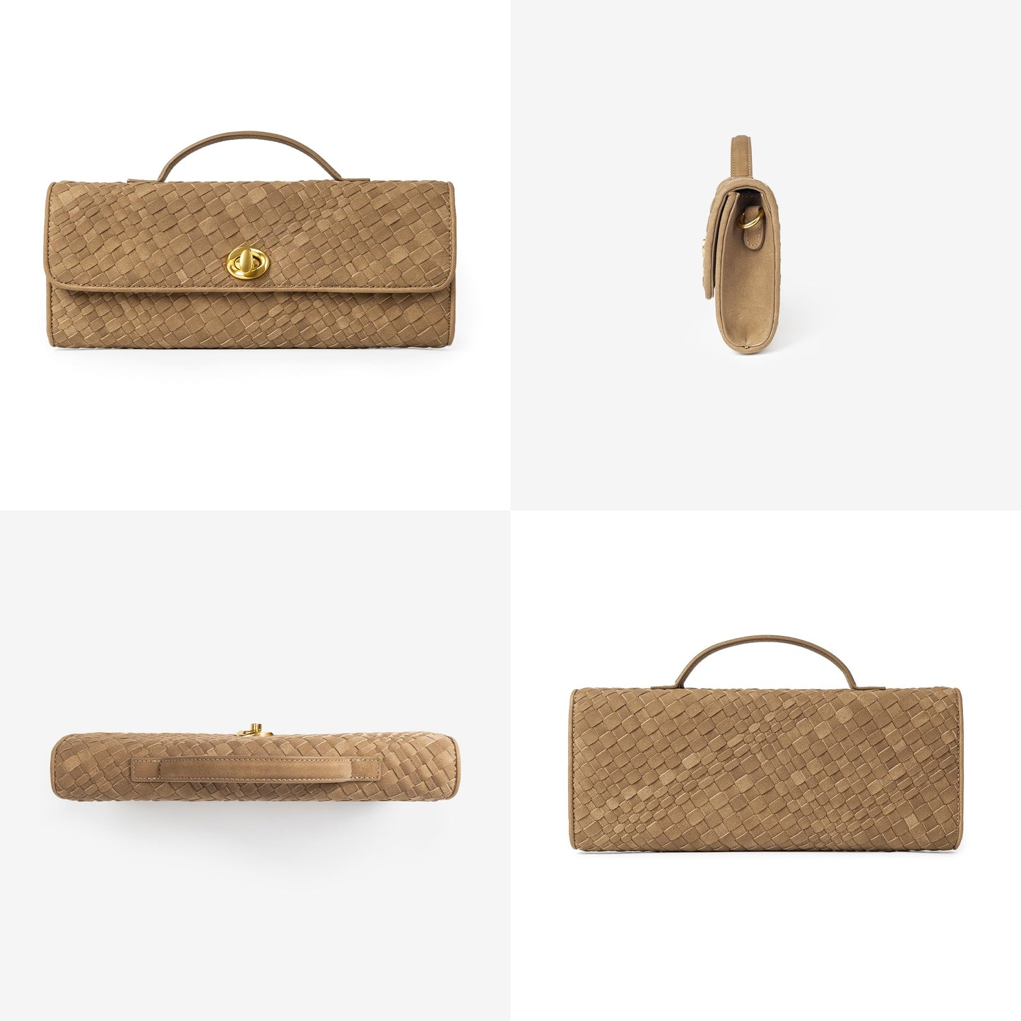 Joryin Woven Purse for Women Evening Clutch Woven Leather & Suede Handbags Crossbody Bag Purse Formal Evening Bag