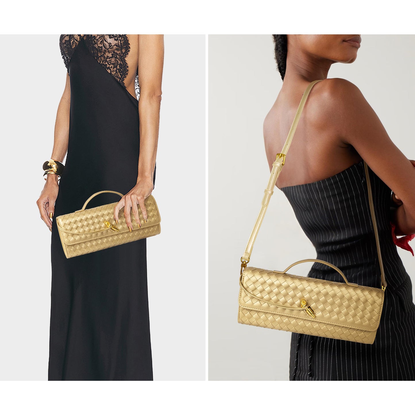 Woven Purse for Women Evening Clutch Woven Leather Handbags Crossbody Bag Formal Evening Bag Charcoal Woven Leather
