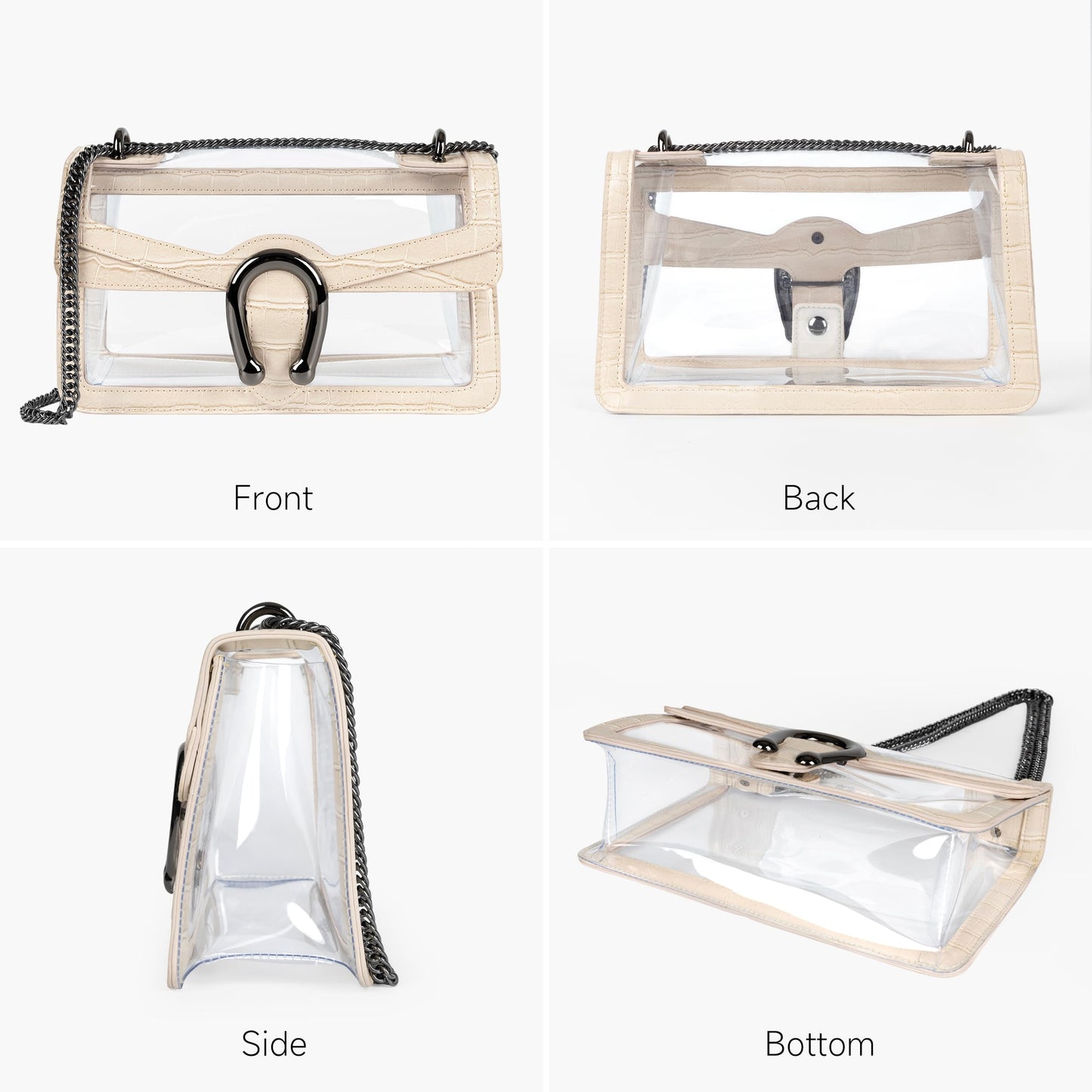 Joryin Women's Stadium Approved Crossbody Bag for Women, Small Clear Bag Shoudler Purse with Chain Strap