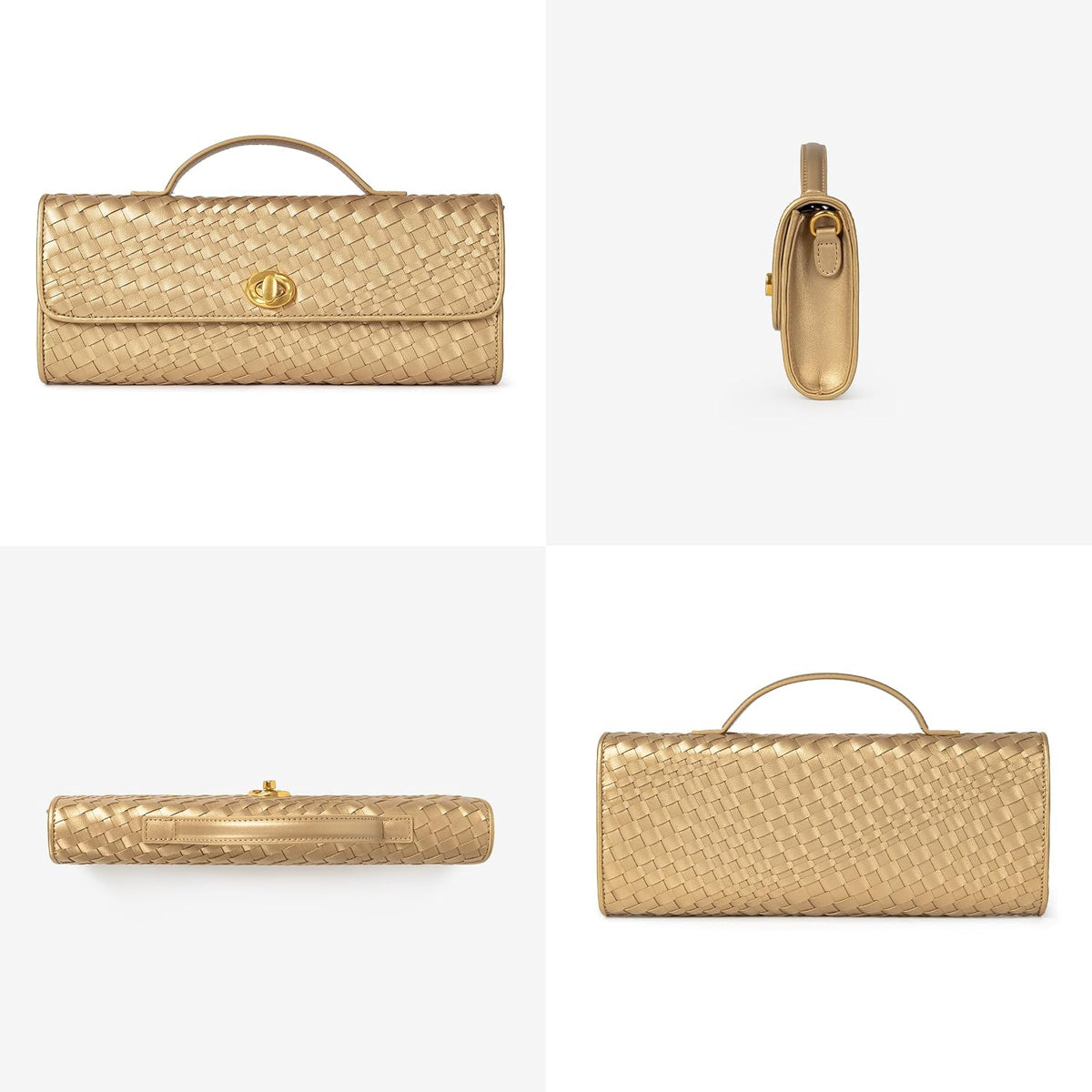 Joryin Woven Purse for Women Evening Clutch Woven Leather & Suede Handbags Crossbody Bag Purse Formal Evening Bag