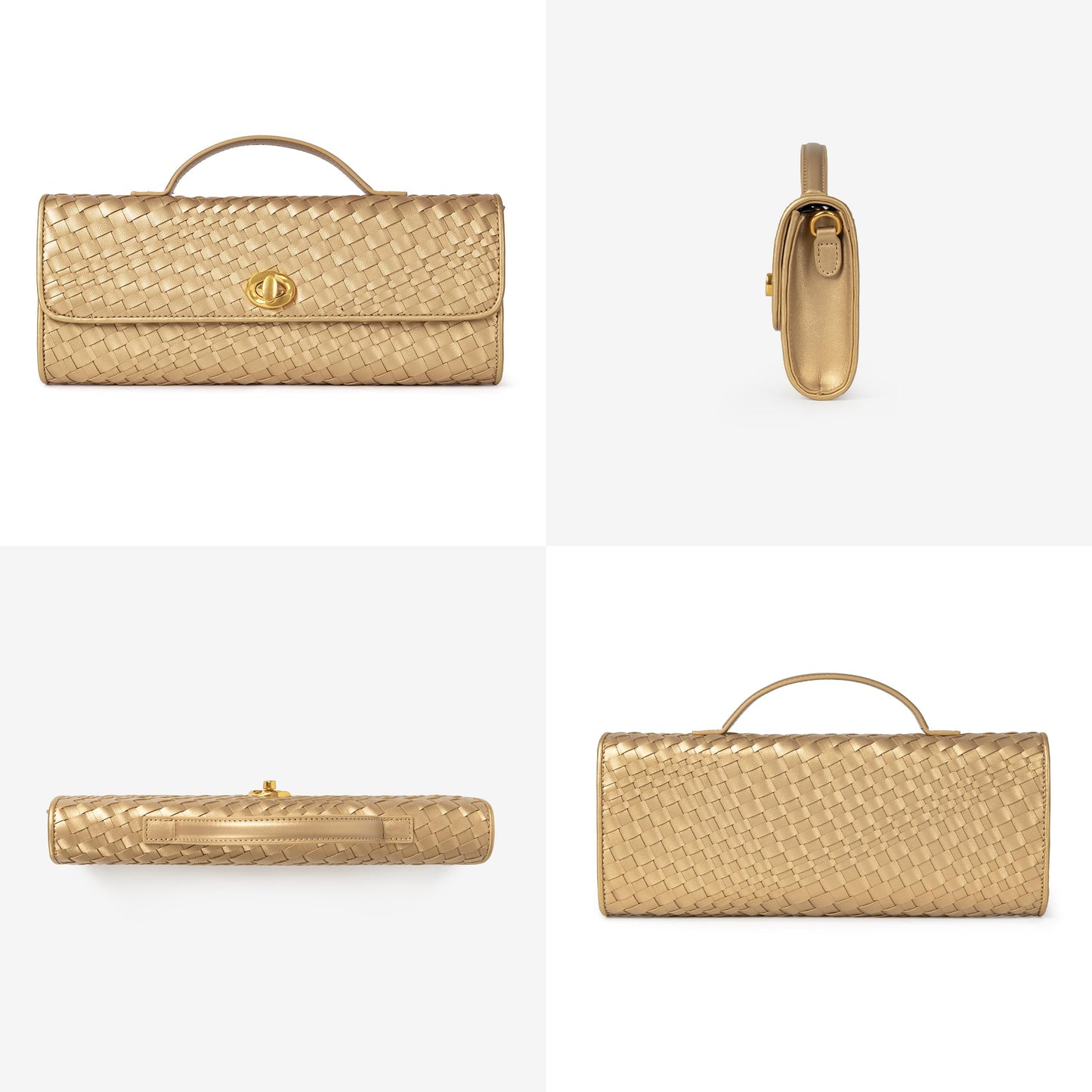 Joryin Woven Purse for Women Evening Clutch Woven Leather & Suede Handbags Crossbody Bag Purse Formal Evening Bag