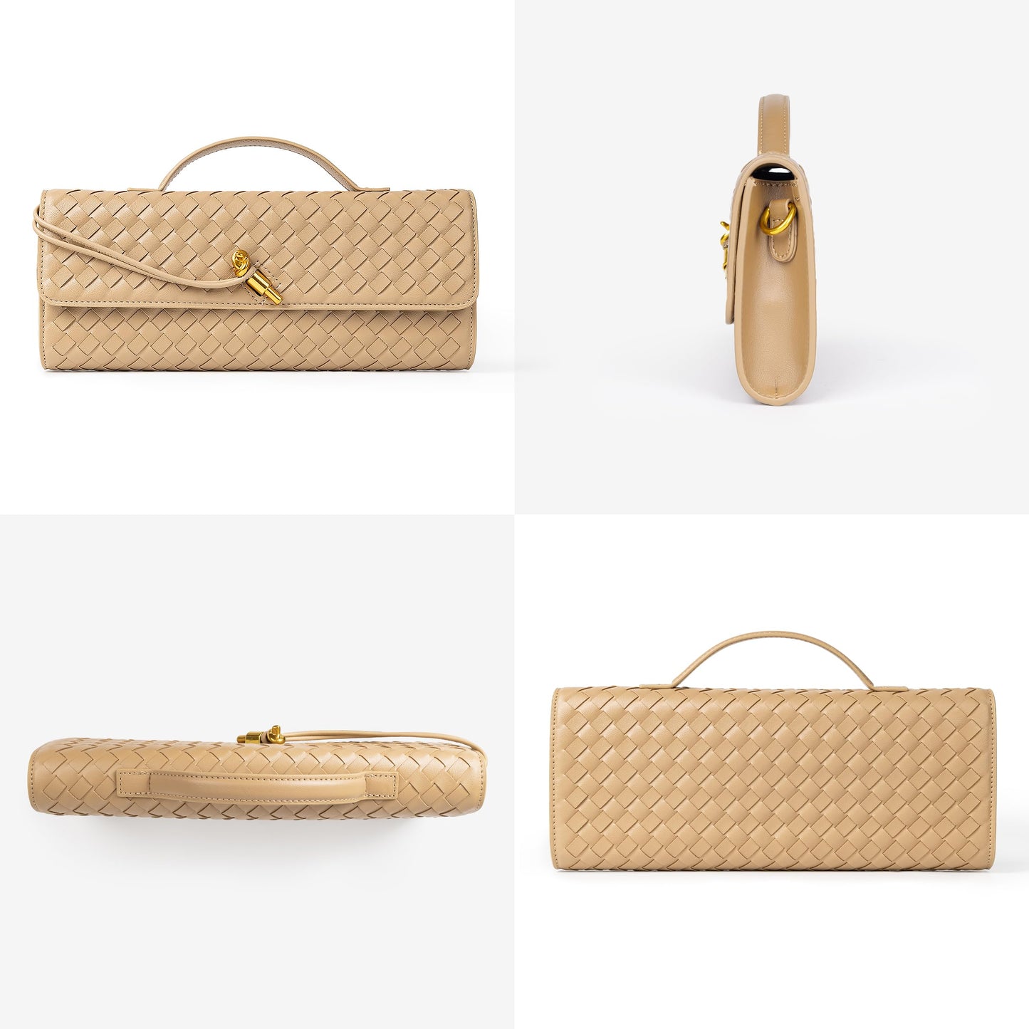 Joryin Woven Purse for Women Evening Clutch Woven Leather Handbags Crossbody Bag Purse Formal Evening Bag, Vegan Leather