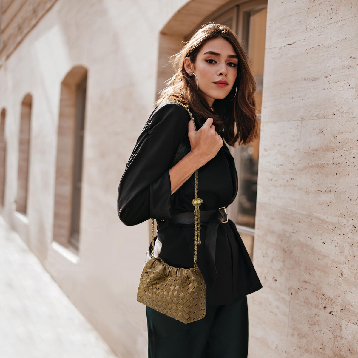 Joryin Woven Women's Crossbody Bag & Evening Purse, Trendy Dumpling Clutch & Hobo Cloud Shoulder Bag Trendy Dumpling Clutch