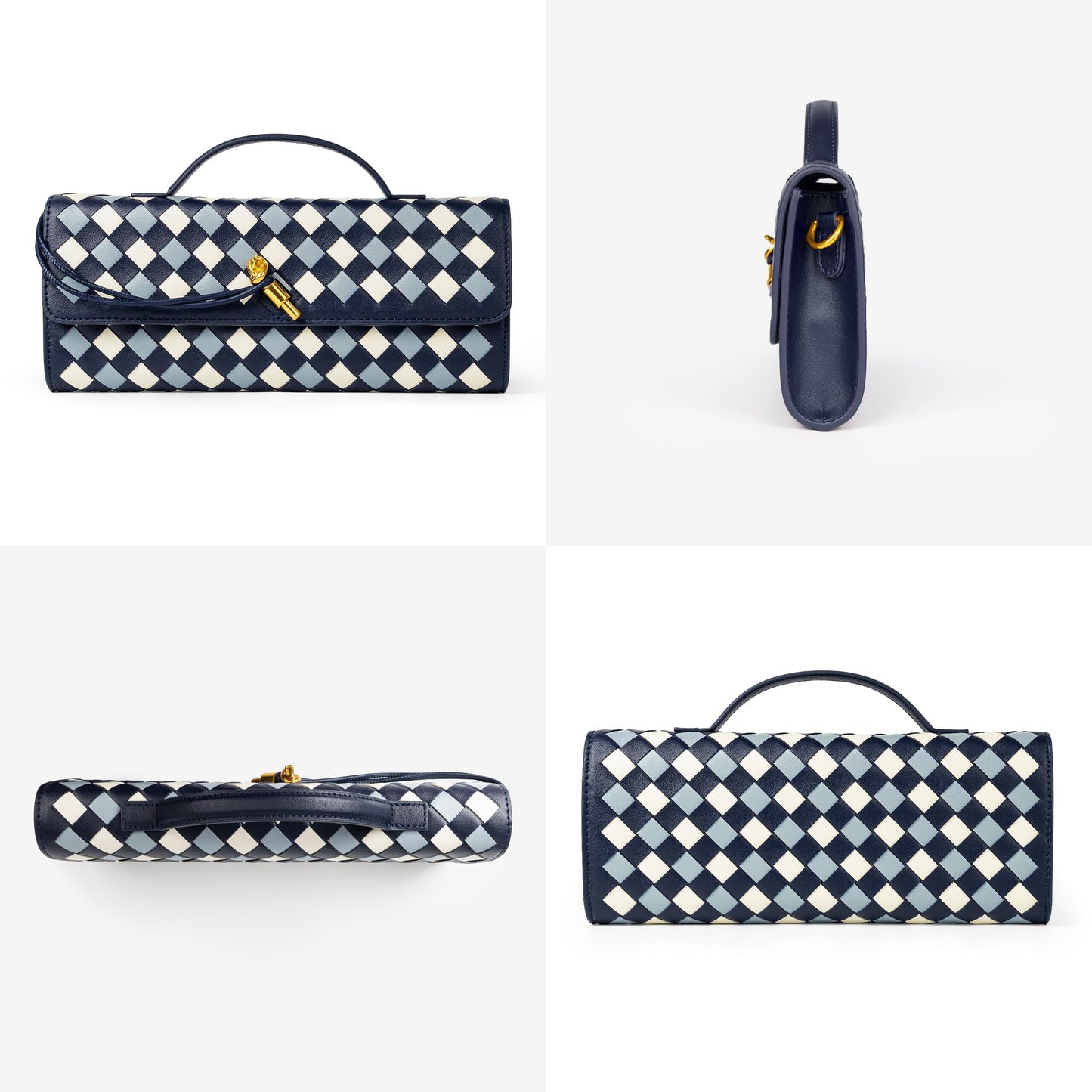 Joryin Woven Purse for Women Evening Clutch Woven Leather Handbags Crossbody Bag Purse Formal Evening Bag, Vegan Leather