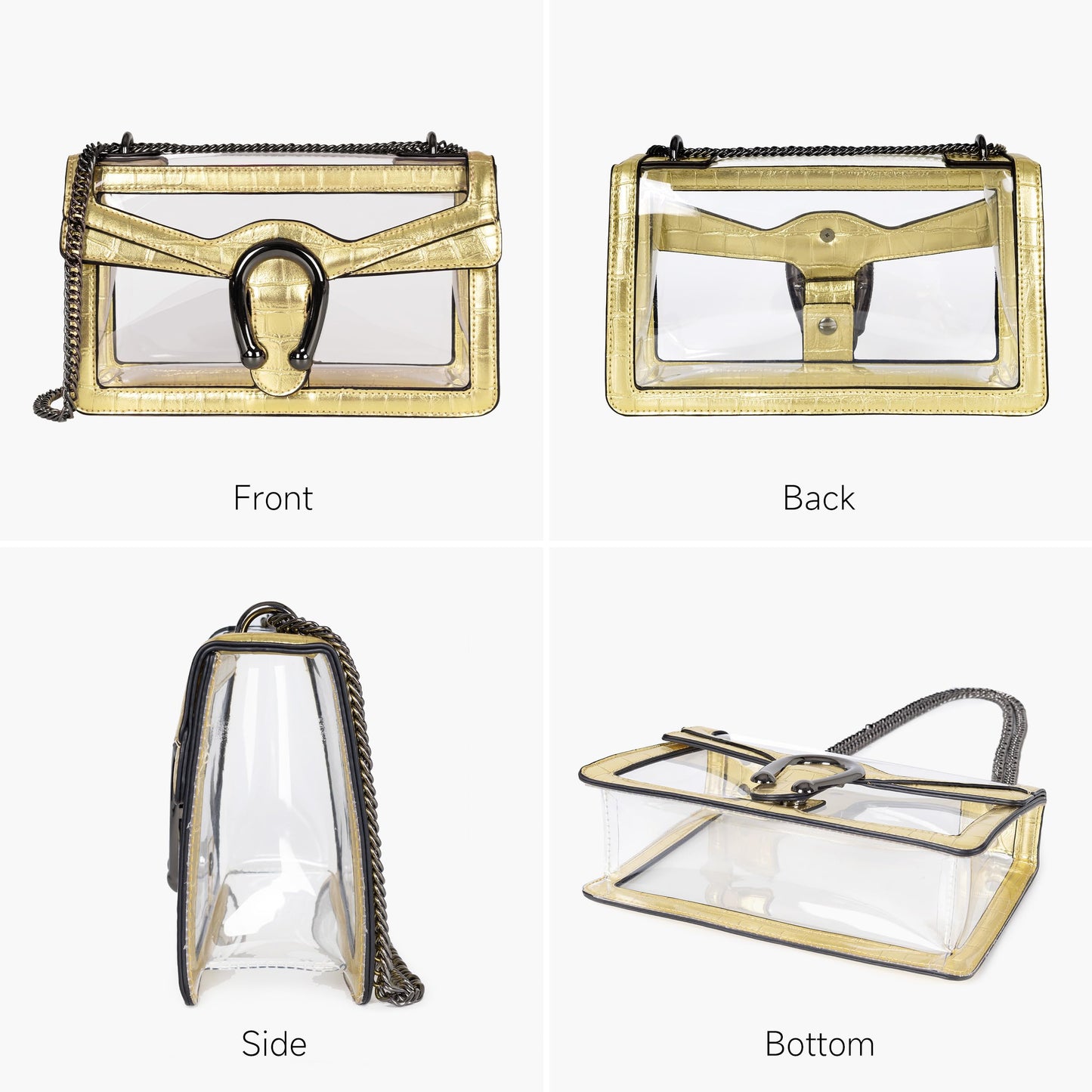 Joryin Women's Stadium Approved Crossbody Bag for Women, Small Clear Bag Shoudler Purse with Chain Strap