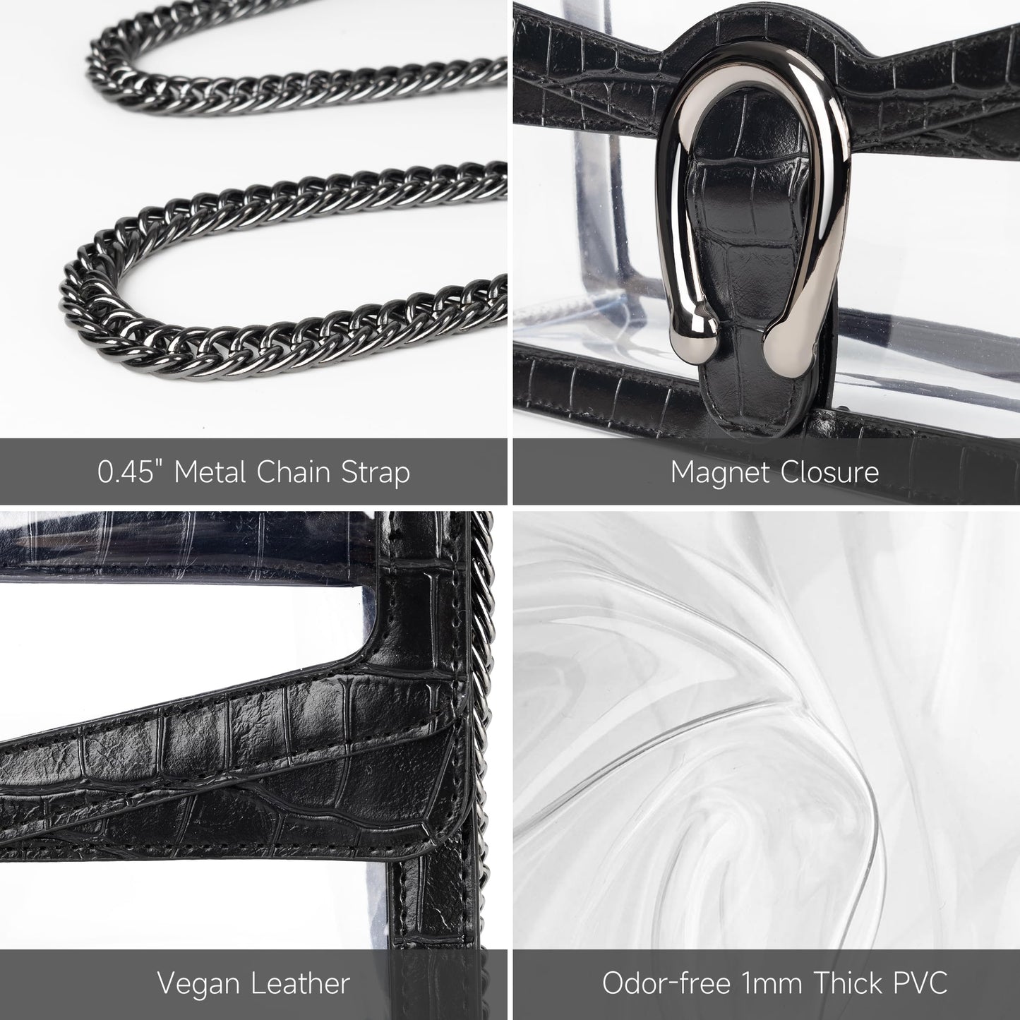 Joryin Women's Stadium Approved Crossbody Bag for Women, Small Clear Bag Shoudler Purse with Chain Strap