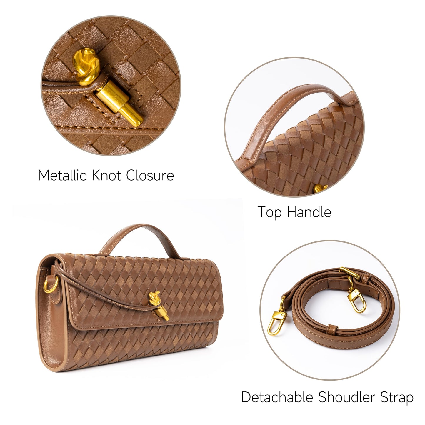 Joryin Woven Purse for Women Evening Clutch Woven Leather & Suede Handbags Crossbody Bag Suede Purse Formal Evening Bag