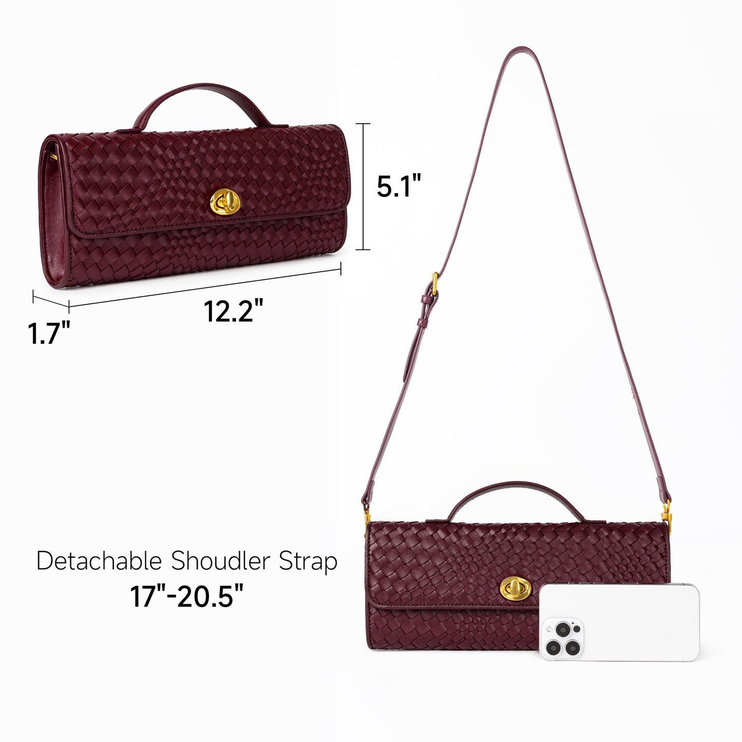 Joryin Woven Purse for Women Evening Clutch Woven Leather & Suede Handbags Crossbody Bag Purse Formal Evening Bag