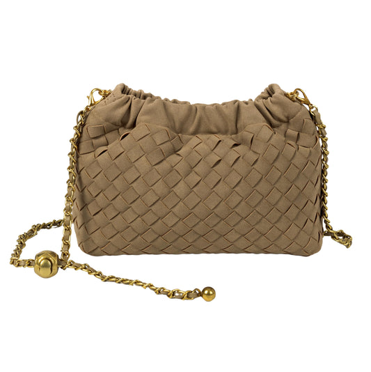 Joryin Woven Women's Crossbody Bag & Evening Purse, Trendy Dumpling Clutch & Hobo Cloud Shoulder Bag Trendy Dumpling Clutch Woven Suede-lightbrown