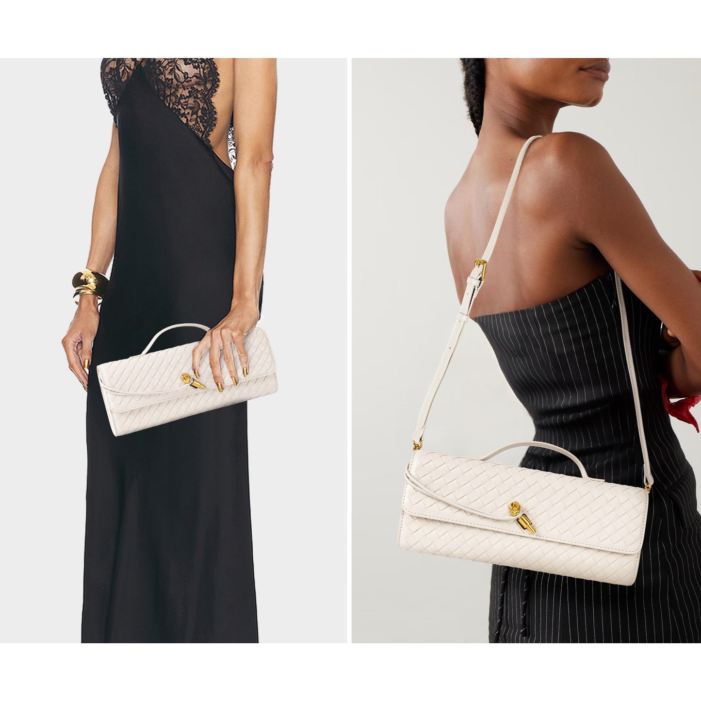 Joryin Woven Purse for Women Evening Clutch Woven Leather Handbags Crossbody Bag Purse Formal Evening Bag, Vegan Leather