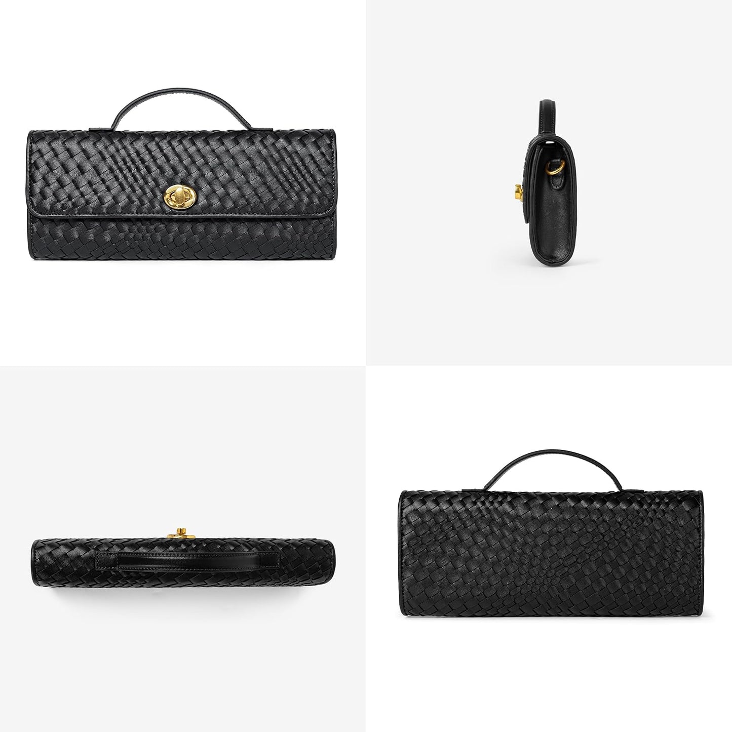 Joryin Woven Purse for Women Evening Clutch Woven Leather & Suede Handbags Crossbody Bag Purse Formal Evening Bag