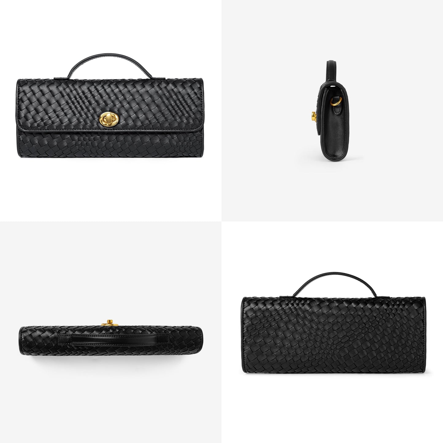 Joryin Woven Purse for Women Evening Clutch Woven Leather & Suede Handbags Crossbody Bag Purse Formal Evening Bag