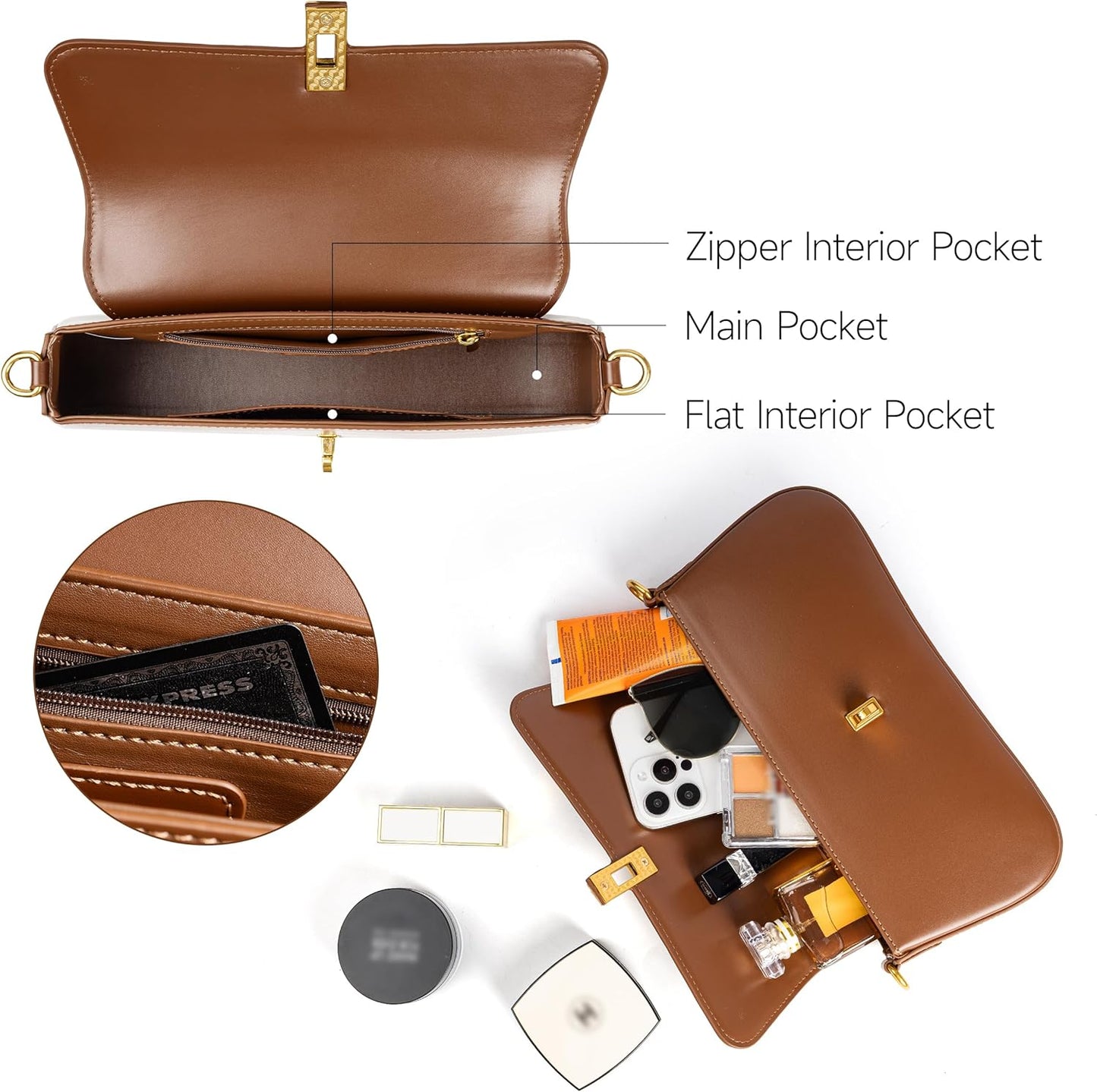 Joryin Shoulder Bag Flap Crossbody Bag for Women Hobo Handbag Clutch Underarm Bag Tote Bag