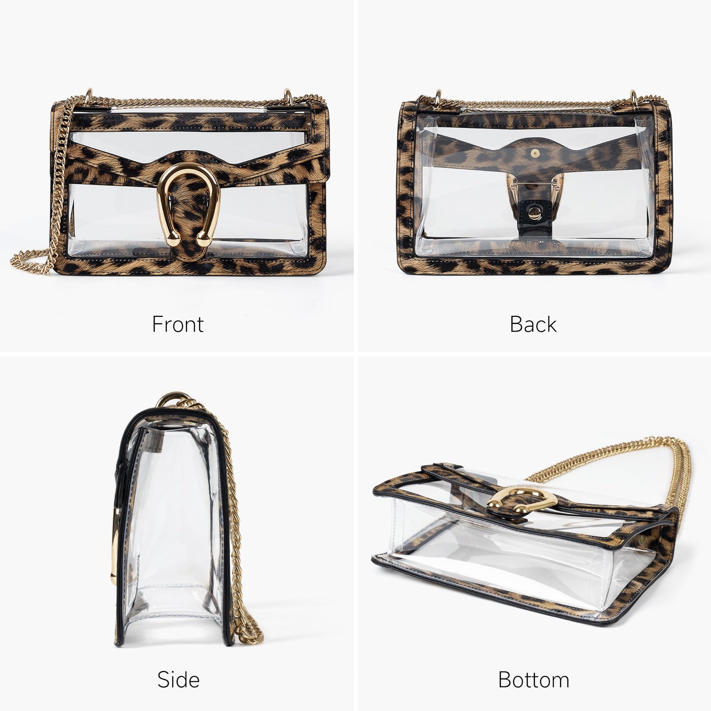 Joryin Women's Stadium Approved Crossbody Bag for Women, Small Clear Bag Shoudler Purse with Chain Strap