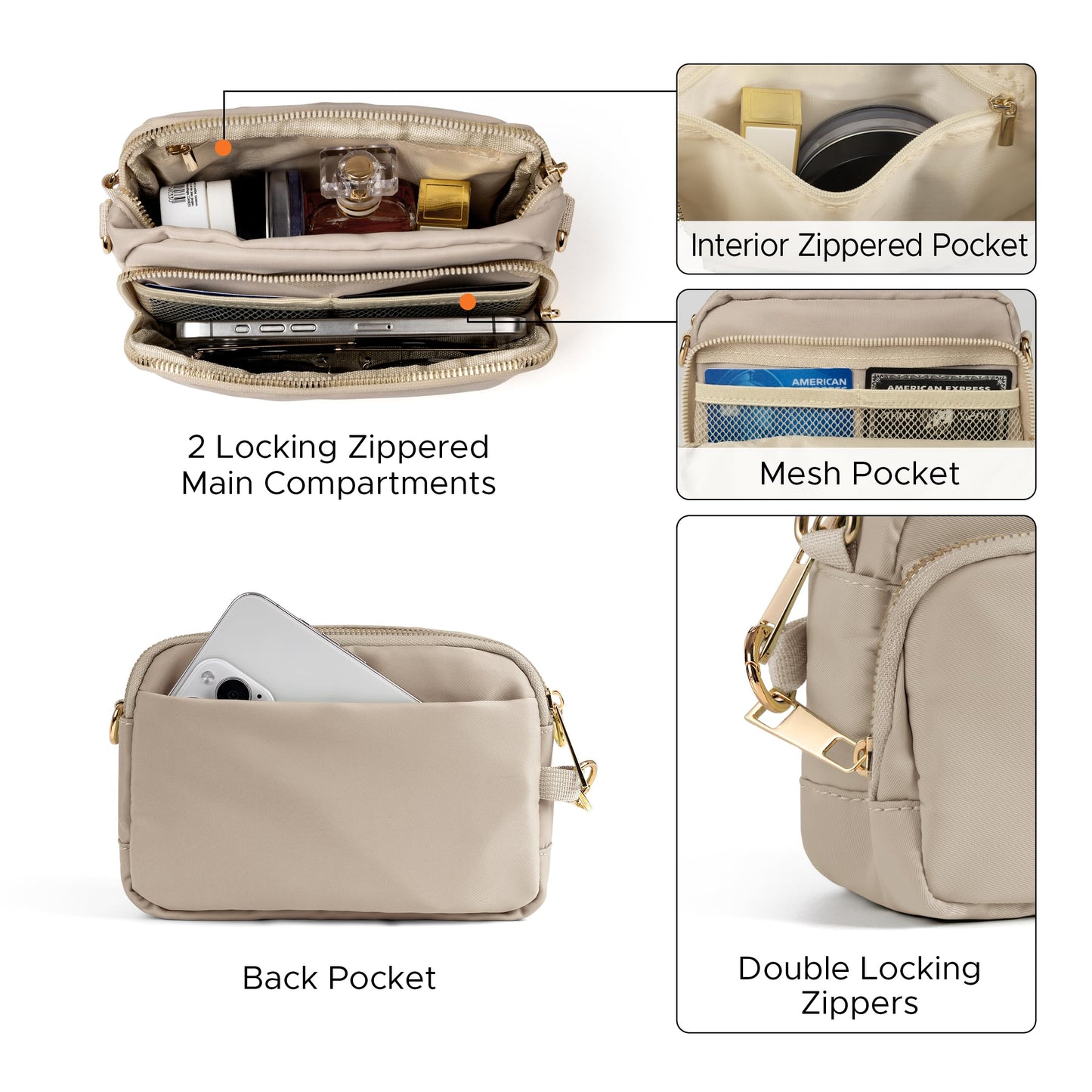 Joryin Anti Theft Crossbody Bag for Women, Slash-resistant RFID Blocking Travel Purses, Small Shoulder Bag Handbag, Nylon