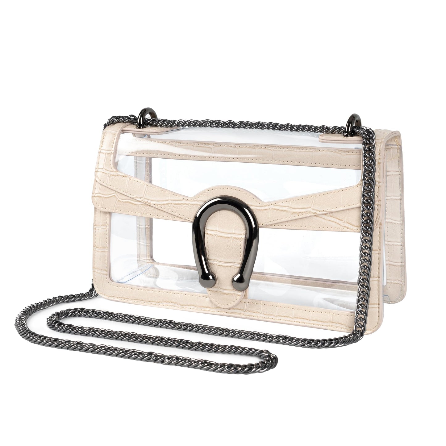 Joryin Women's Stadium Approved Crossbody Bag for Women, Small Clear Bag Shoudler Purse with Chain Strap