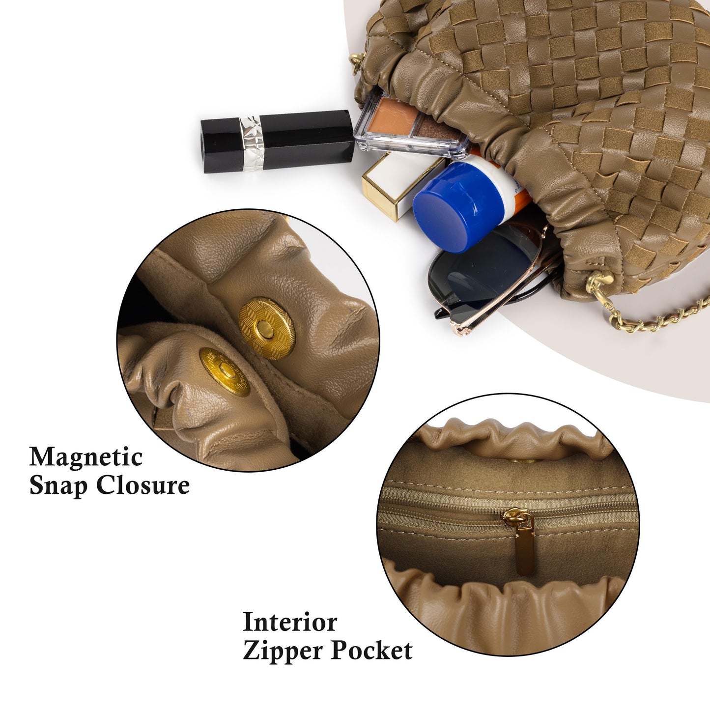 Joryin Woven Women's Crossbody Bag & Evening Purse, Trendy Dumpling Clutch & Hobo Cloud Shoulder Bag Trendy Dumpling Clutch