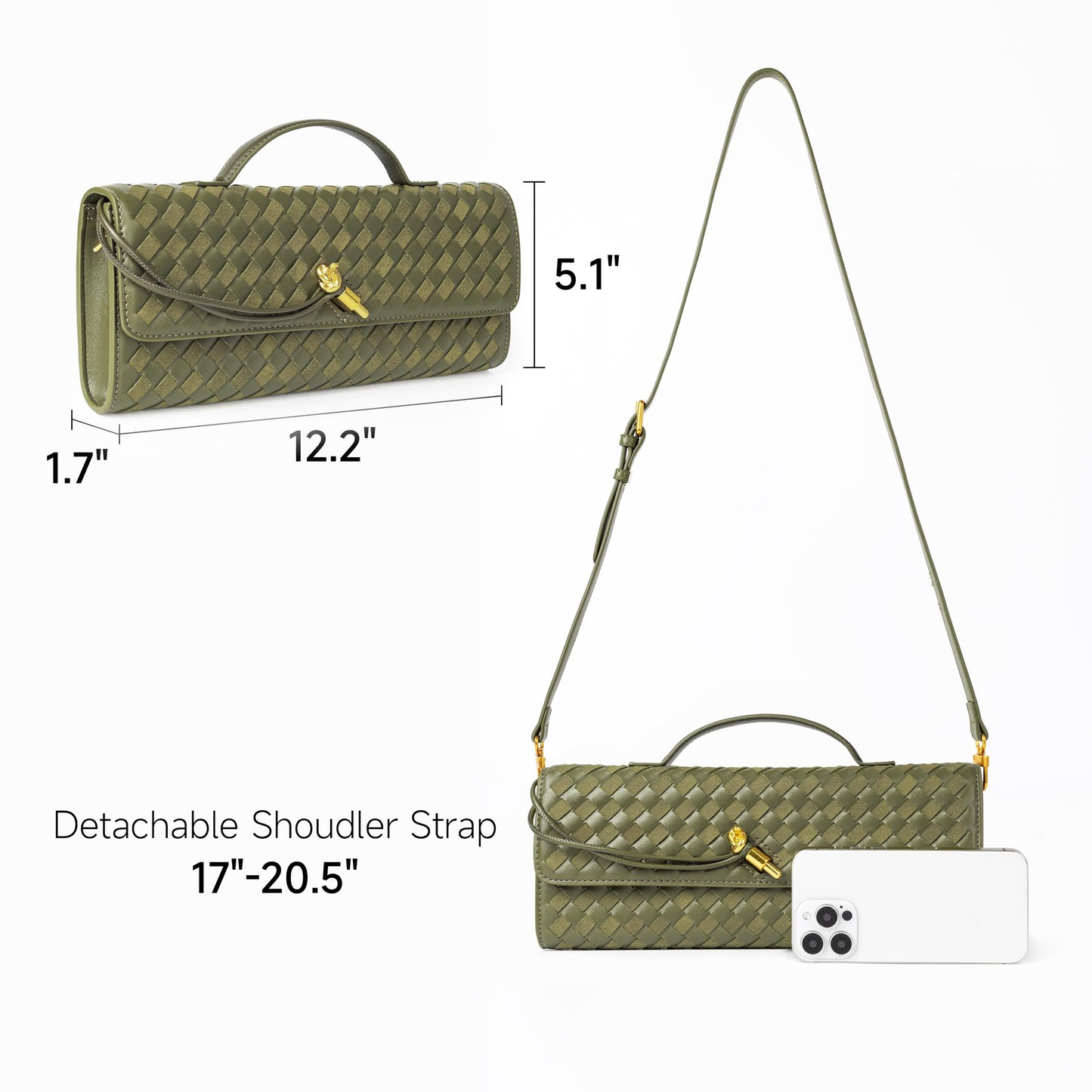 Joryin Woven Purse for Women Evening Clutch Woven Leather & Suede Handbags Crossbody Bag Suede Purse Formal Evening Bag