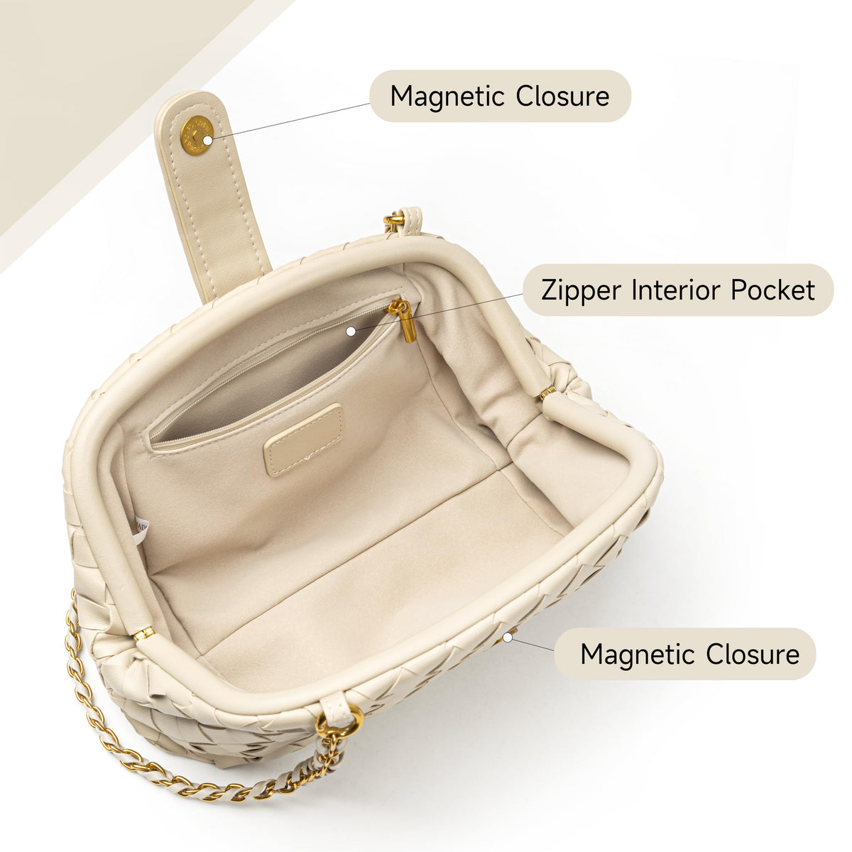 Joryin Woven Evening Bag for Women Woven Leather Dumpling Clutch Crossbody Handbag Shoulder Purse, Vegan Leather
