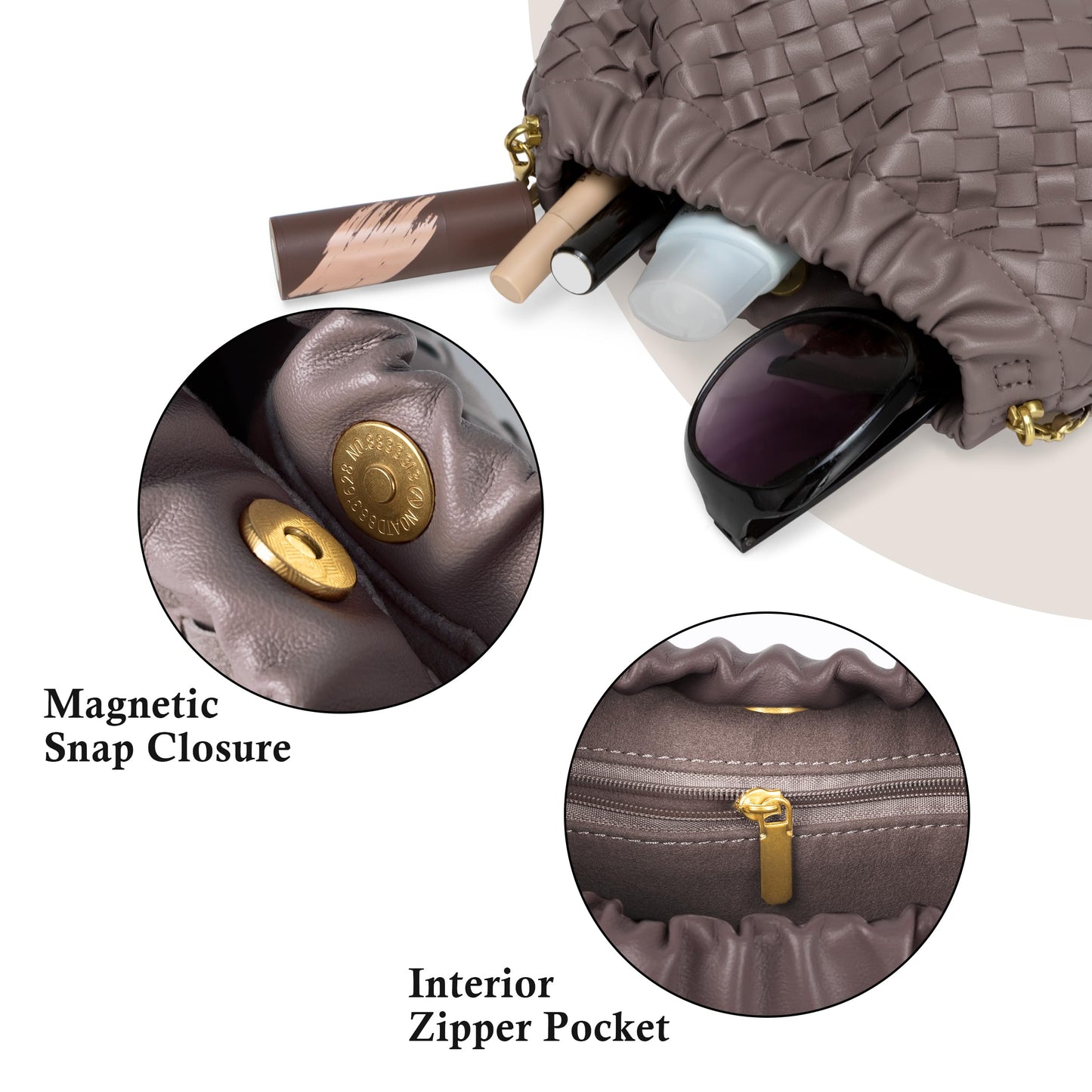 Joryin Woven Women's Crossbody Bag & Evening Purse, Trendy Dumpling Clutch & Hobo Cloud Shoulder Bag Trendy Dumpling Clutch