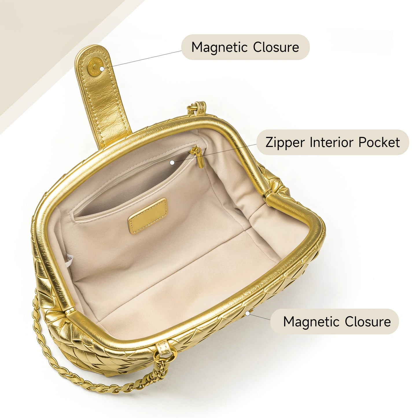 Joryin Woven Evening Bag for Women Woven Leather Dumpling Clutch Crossbody Handbag Shoulder Purse, Vegan Leather