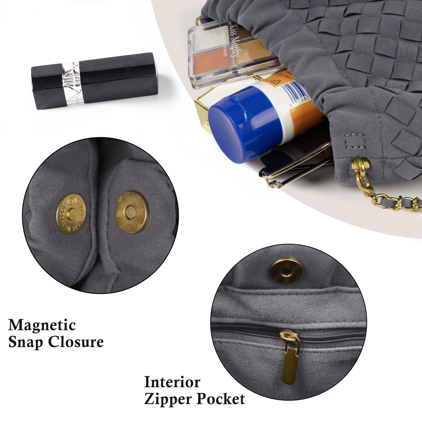 Joryin Woven Women's Crossbody Bag & Evening Purse, Trendy Dumpling Clutch & Hobo Cloud Shoulder Bag Trendy Dumpling Clutch