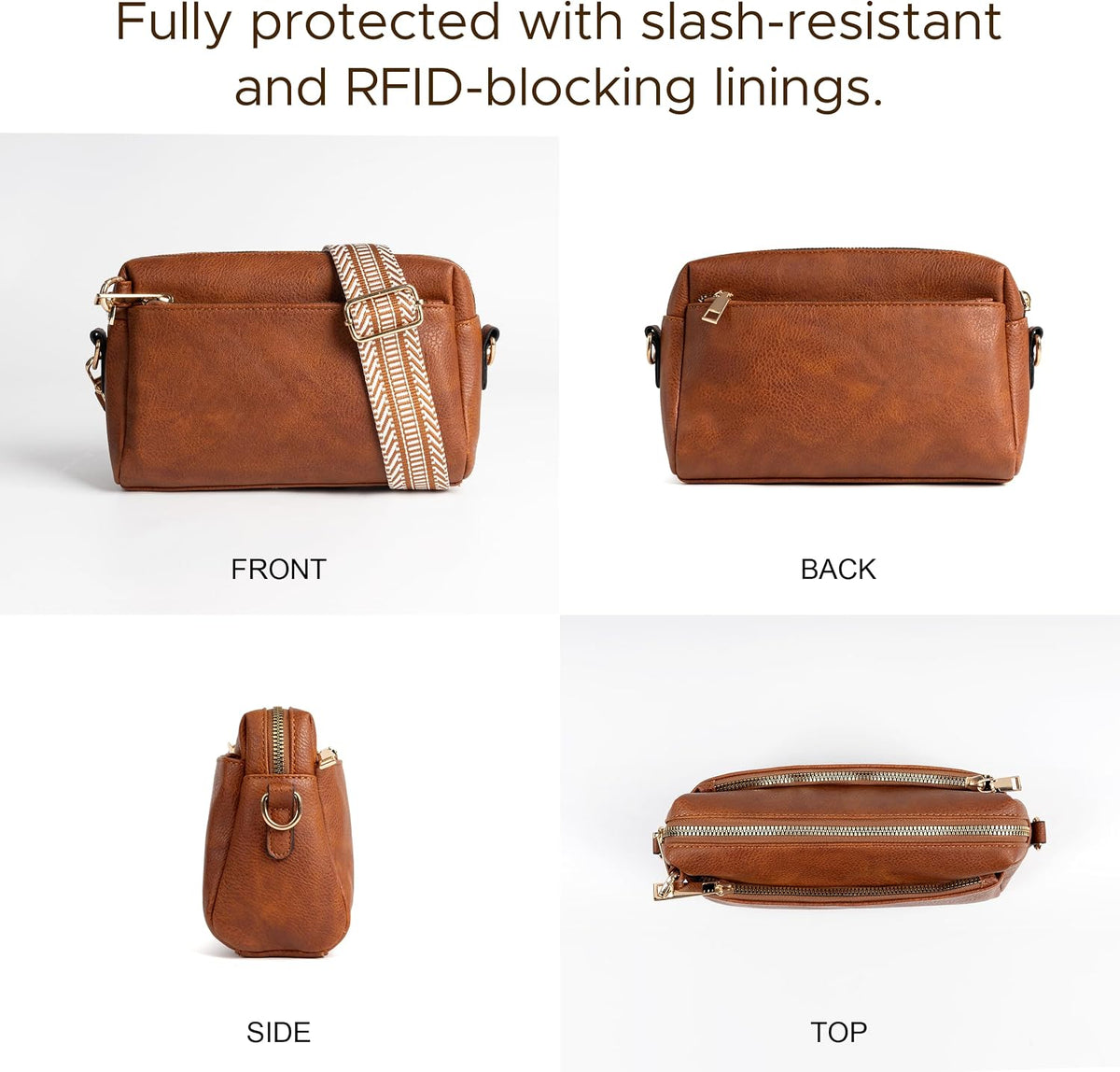 Anti Theft Crossbody Bag for Women, Slash-resistant RFID Blocking Travel Purses, Small Shoulder Bag Handbag