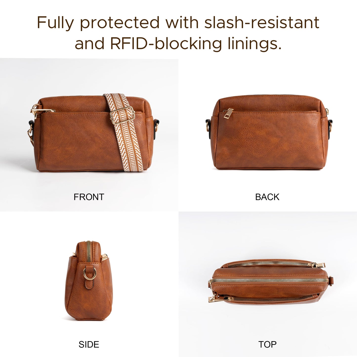 Anti Theft Crossbody Bag for Women, Slash-resistant RFID Blocking Travel Purses, Small Shoulder Bag Handbag