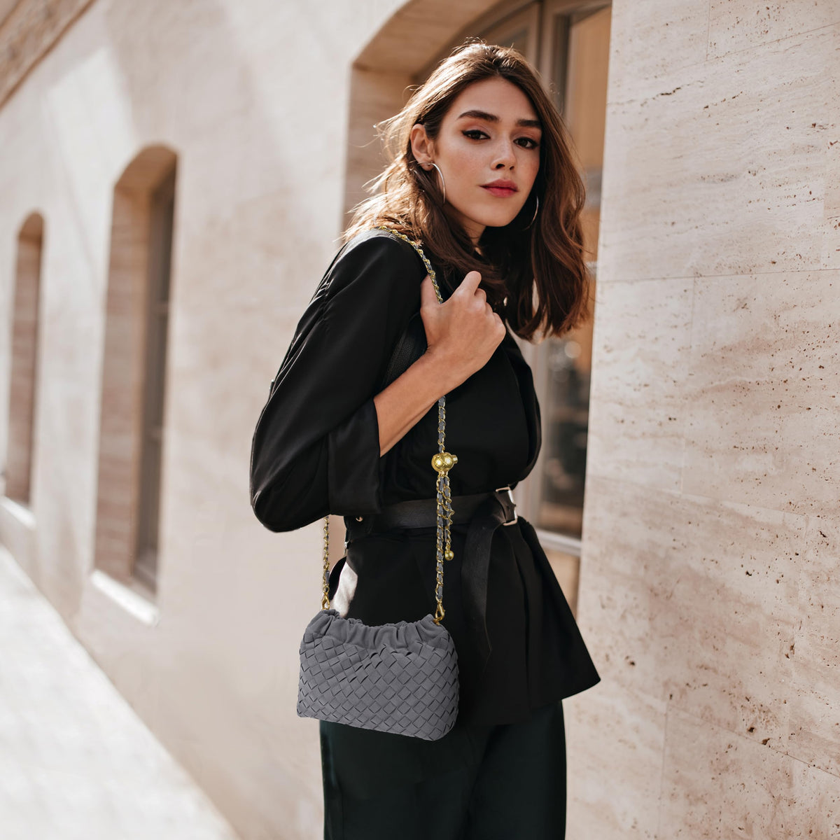 Joryin Woven Women's Crossbody Bag & Evening Purse, Trendy Dumpling Clutch & Hobo Cloud Shoulder Bag Trendy Dumpling Clutch