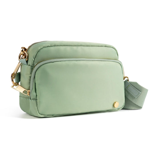 Anti Theft Crossbody Bag for Women, Slash-resistant RFID Blocking Travel Purses, Small Shoulder Bag Handbag, Nylon Sage Green
