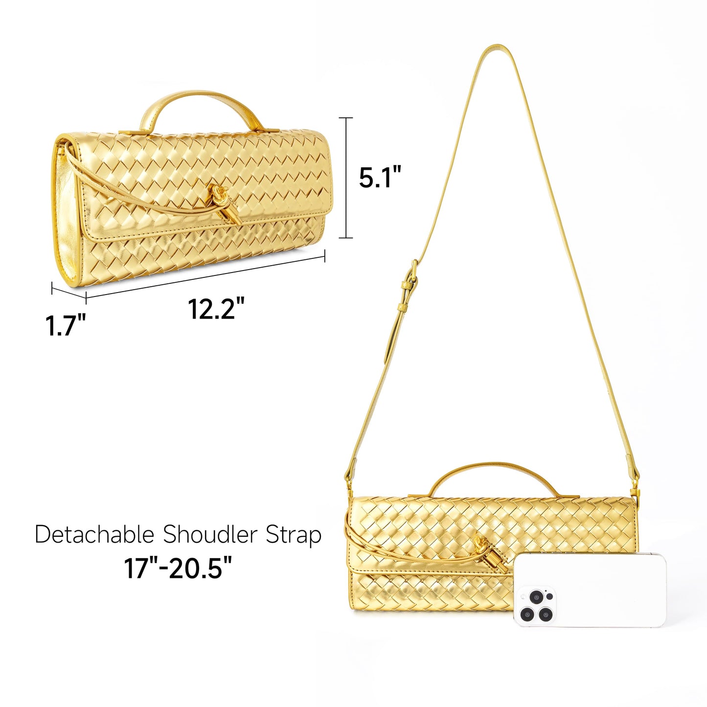 Joryin Woven Purse for Women Evening Clutch Woven Leather Handbags Crossbody Bag Purse Formal Evening Bag, Vegan Leather