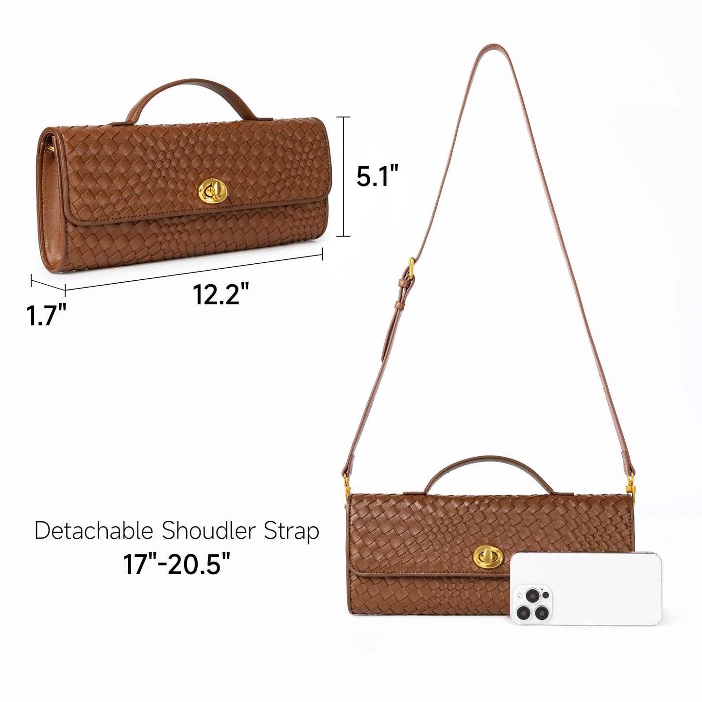Joryin Woven Purse for Women Evening Clutch Woven Leather & Suede Handbags Crossbody Bag Purse Formal Evening Bag