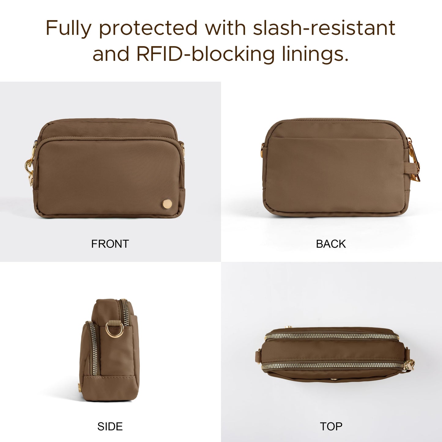 Joryin Anti Theft Crossbody Bag for Women, Slash-resistant RFID Blocking Travel Purses, 1.35L/3L Shoulder Bag, Nylon