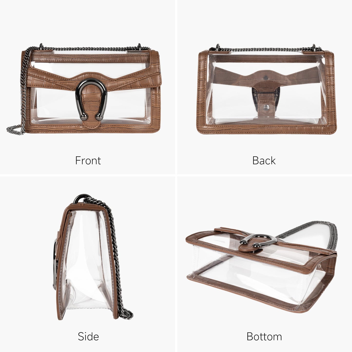 Joryin Women's Stadium Approved Crossbody Bag for Women, Small Clear Bag Shoudler Purse with Chain Strap