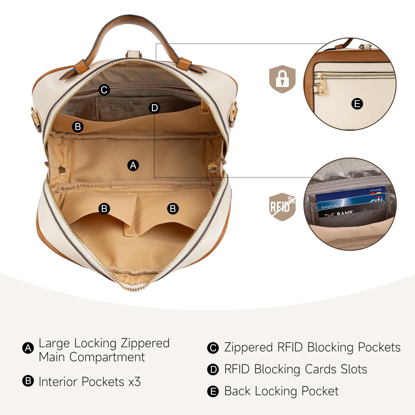 Anti Theft Crossbody Bag for Women Trendy, Rfid Blocking Crossbody Purse Travel Bag Top Handle Small Shoulder Handbag Brown Peach