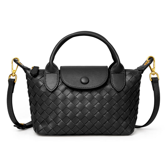 Joryin Hand Woven Purses for Women, Mini Crossbody Bag Dumpling Bag. Top Handle Bag Small Purse Braided Vegan Leather