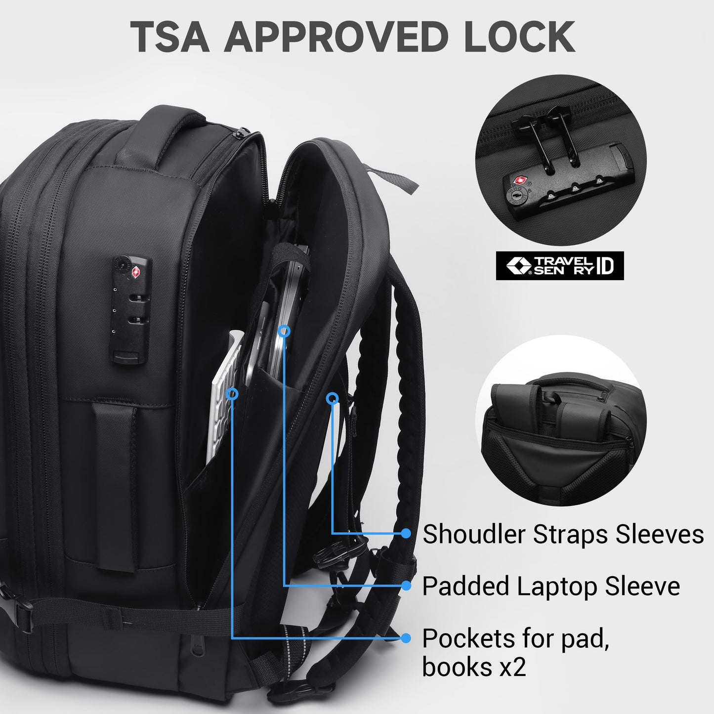 Joryin Air Vacuum Backpack for Travel with Air Pump, 75L Expandable Backpack with Detachable Vacuum Compression Bag Waterproof Carry On Travel Bag for Airline Laptop Backpack with Shoe Compartment