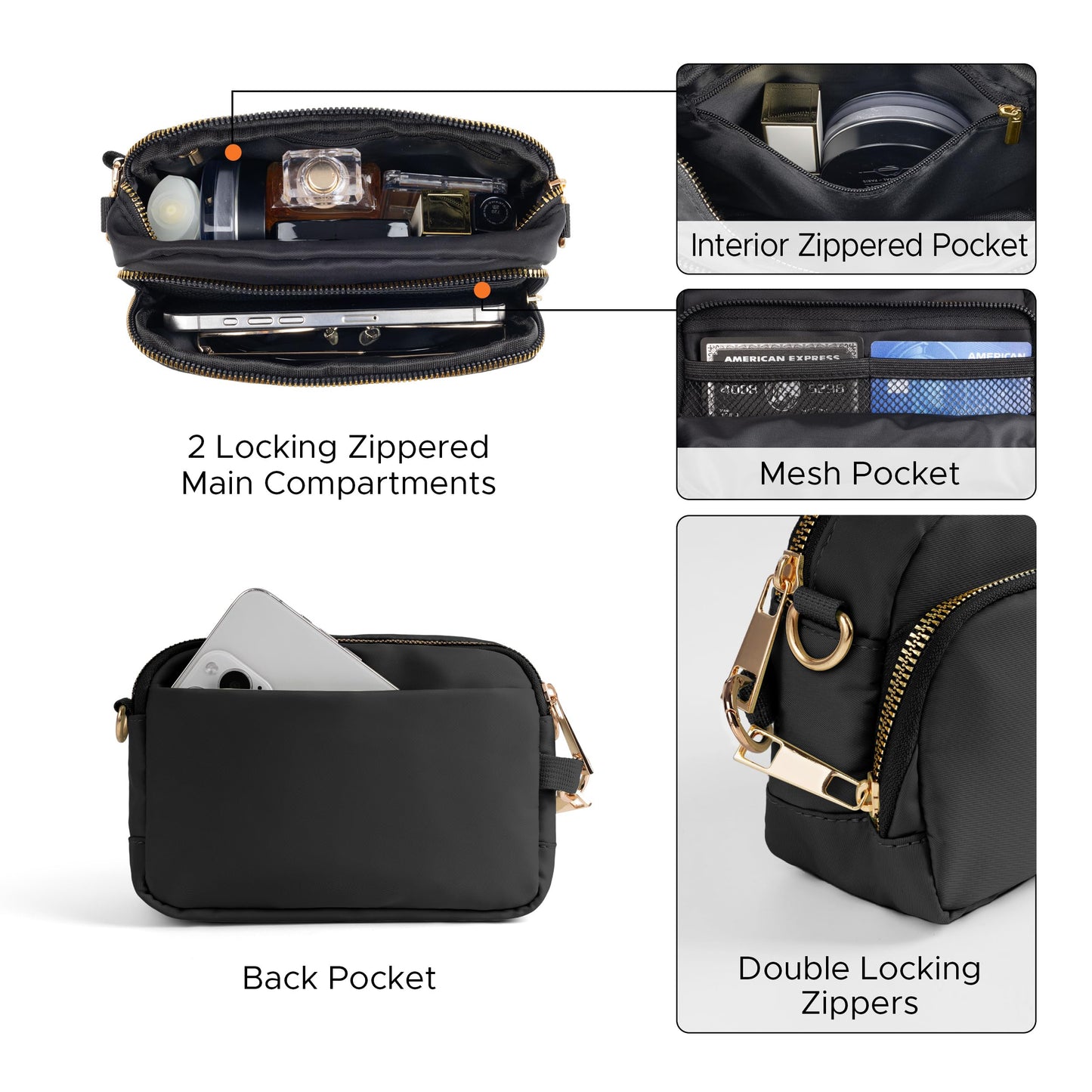 Joryin Anti Theft Crossbody Bag for Women, Slash-resistant RFID Blocking Travel Purses, Small Shoulder Bag Handbag, Nylon
