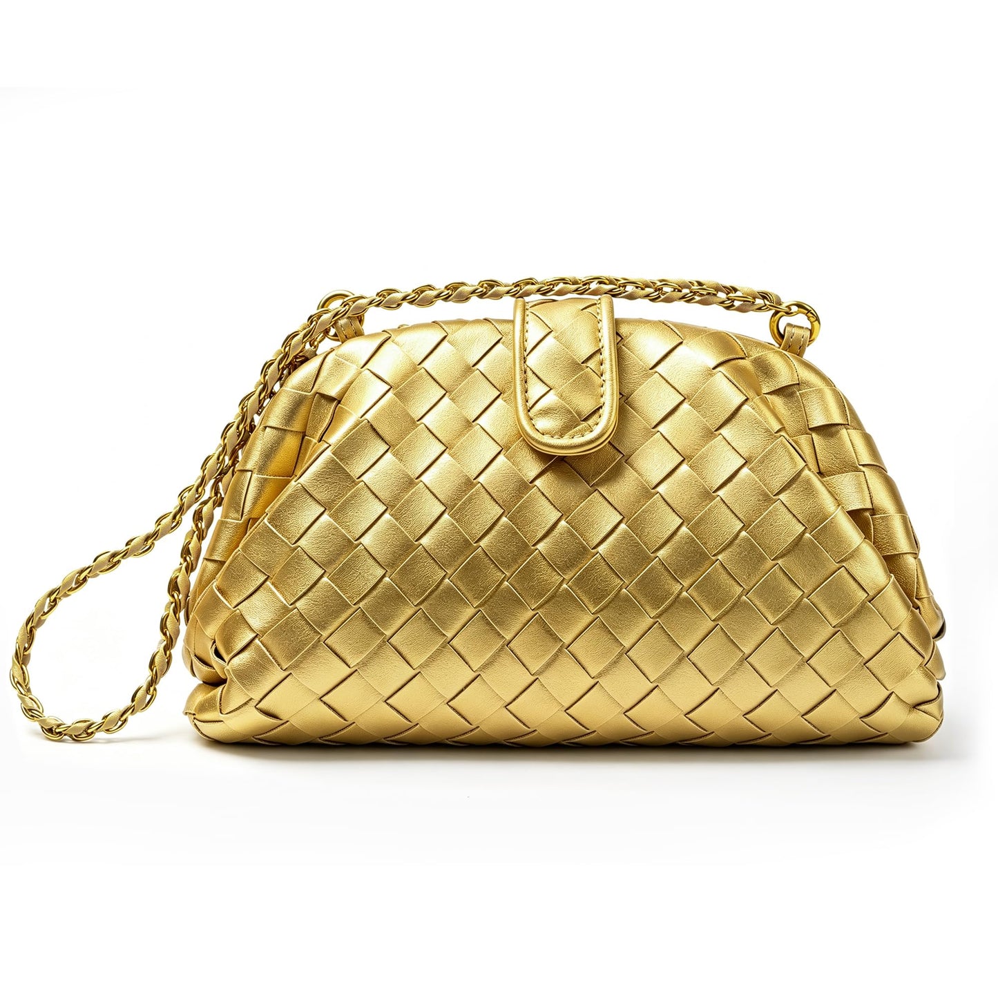 Joryin Woven Evening Bag for Women Woven Leather Dumpling Clutch Crossbody Handbag Shoulder Purse, Vegan Leather