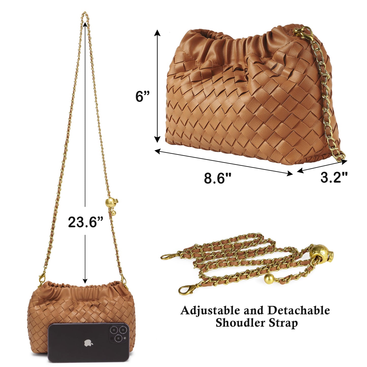 Small Crossbody Bag For Women Trendy.Dumpling Bag Clutch Purse For Women Evening Bag Cloud Purse Vegan Leather Hobo Bag