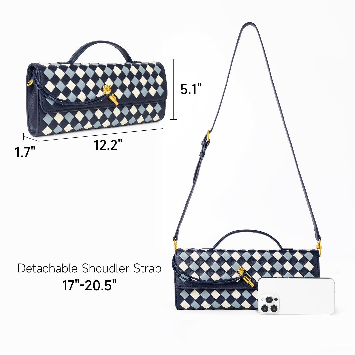 Joryin Woven Purse for Women Evening Clutch Woven Leather Handbags Crossbody Bag Purse Formal Evening Bag, Vegan Leather