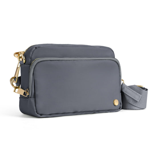 Anti Theft Crossbody Bag for Women, Slash-resistant RFID Blocking Travel Purses, Small Shoulder Bag Handbag, Nylon GREY