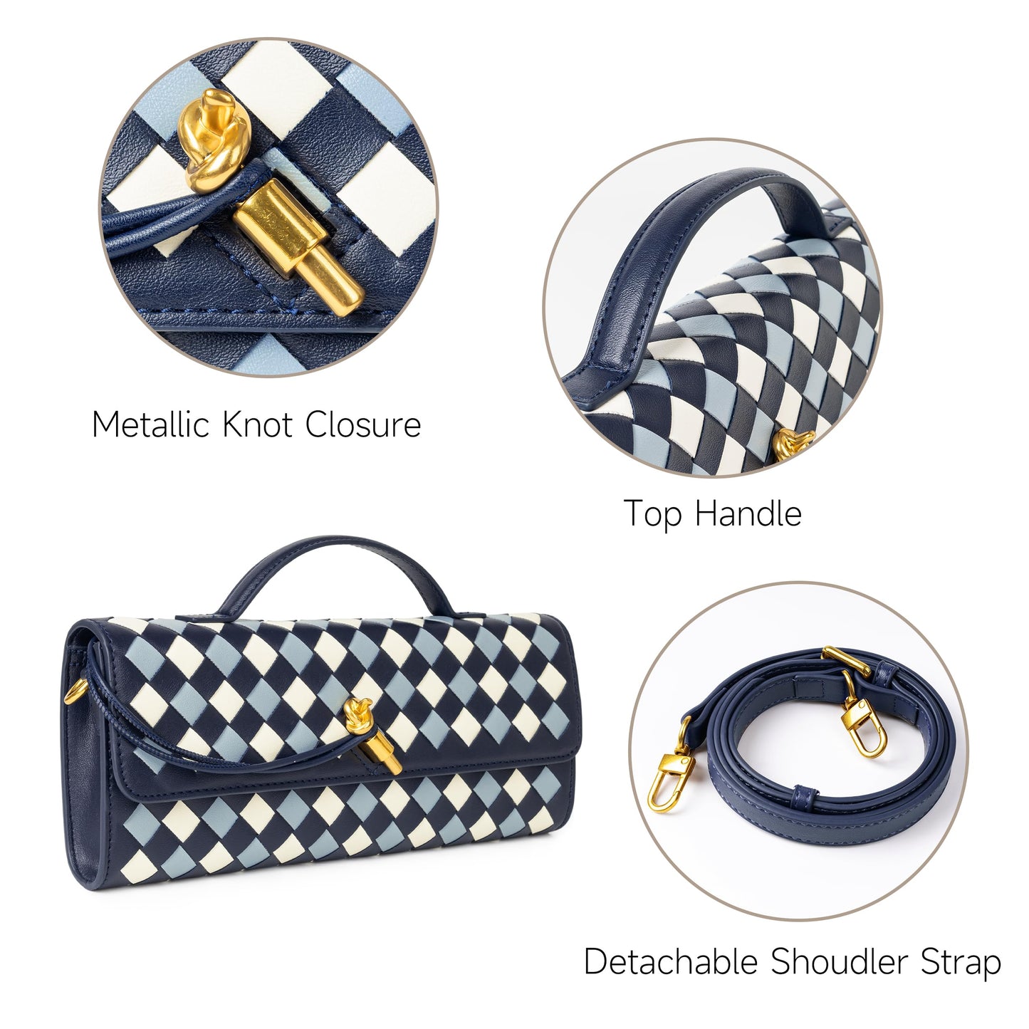 Joryin Woven Purse for Women Evening Clutch Woven Leather Handbags Crossbody Bag Purse Formal Evening Bag, Vegan Leather