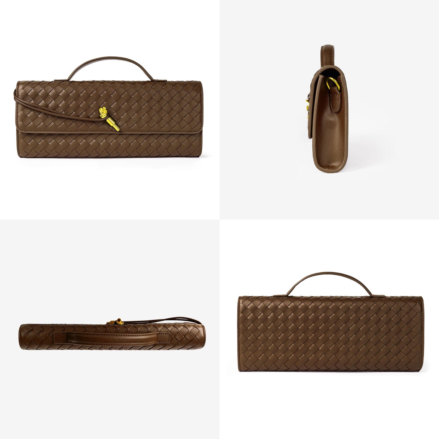 Joryin Woven Purse for Women Evening Clutch Woven Leather Handbags Crossbody Bag Purse Formal Evening Bag, Vegan Leather