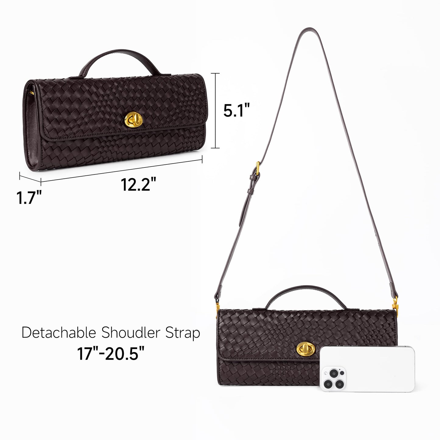 Joryin Woven Purse for Women Evening Clutch Woven Leather & Suede Handbags Crossbody Bag Purse Formal Evening Bag