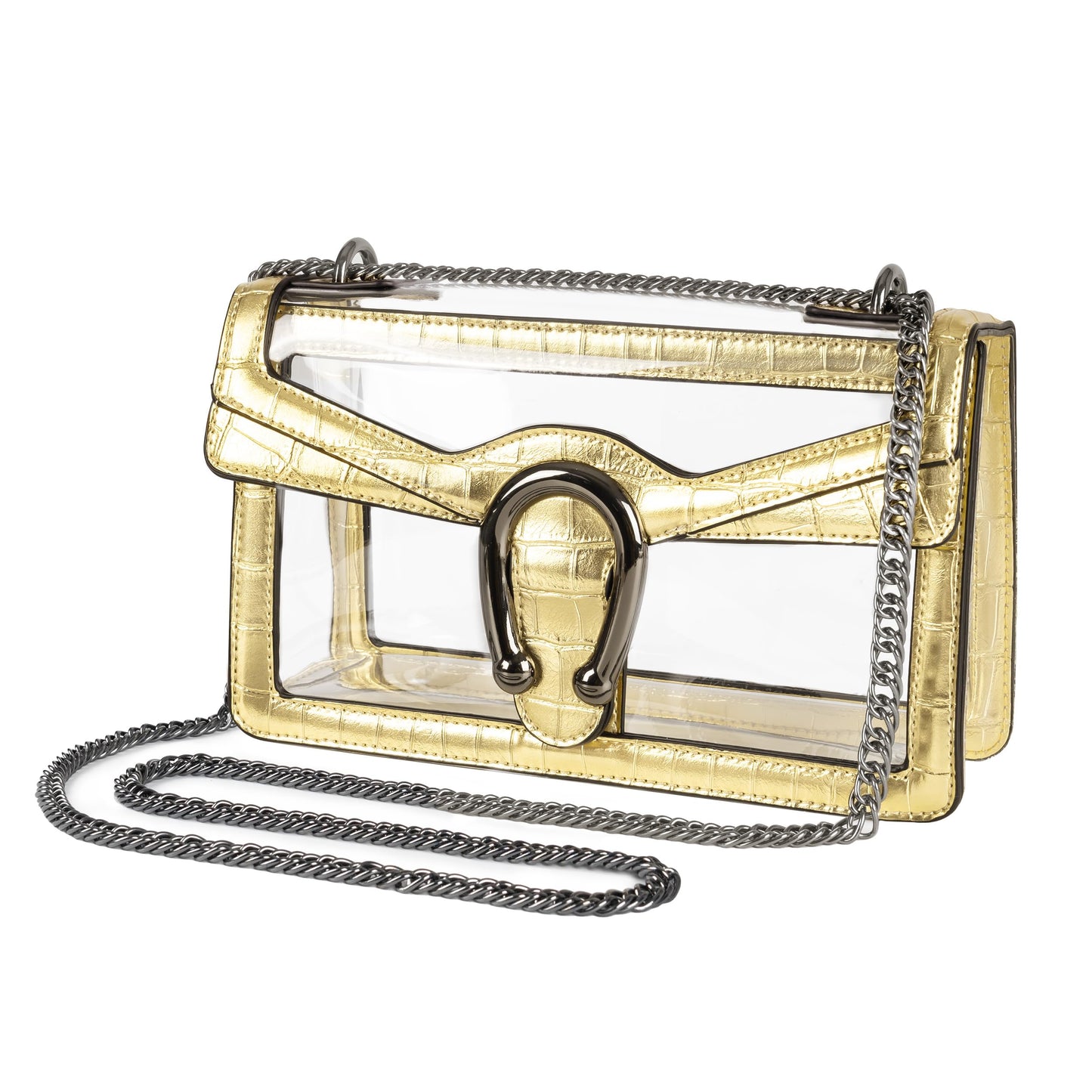 Joryin Women's Stadium Approved Crossbody Bag for Women, Small Clear Bag Shoudler Purse with Chain Strap