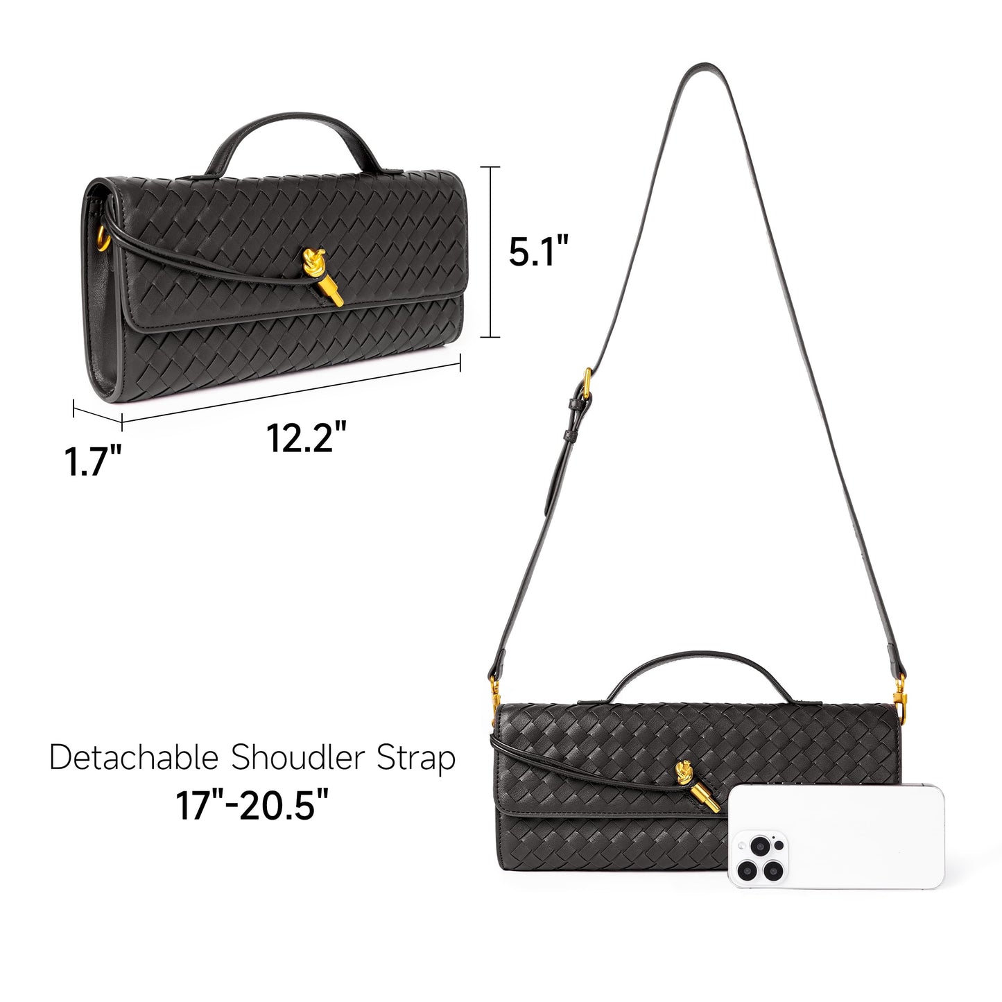 Joryin Woven Purse for Women Evening Clutch Woven Leather Handbags Crossbody Bag Purse Formal Evening Bag, Vegan Leather